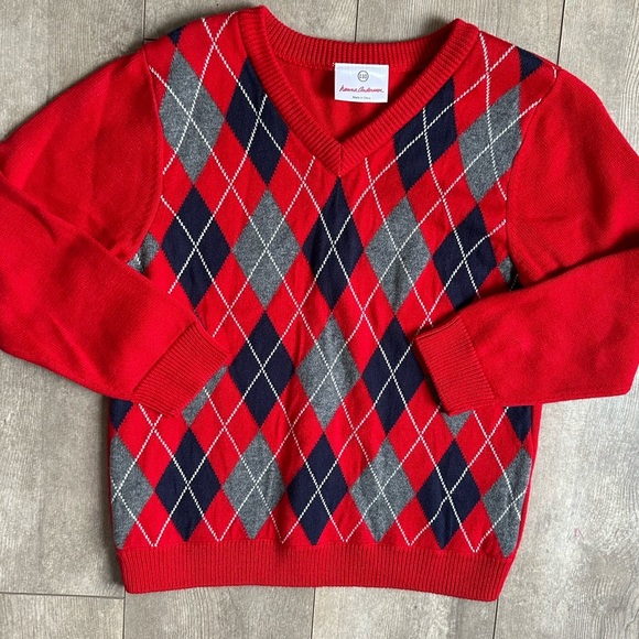 New Hanna Andersson 110 Boys V-Neck Argyle formal Sweater long 100% cotton soft - Picture 2 of 16